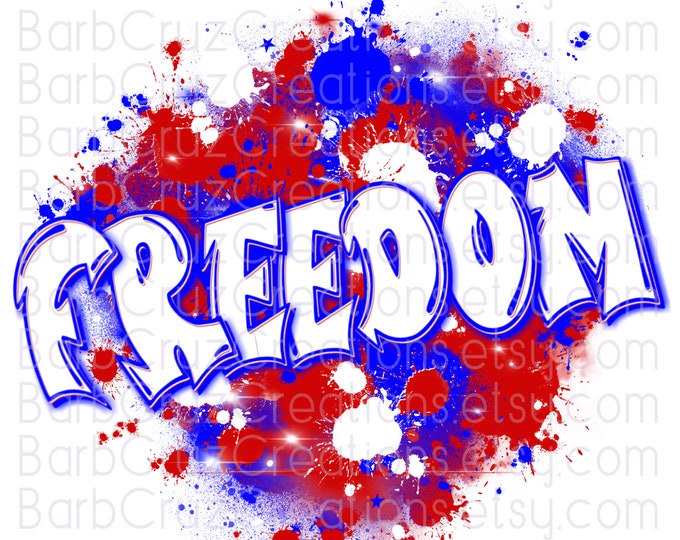 Freedom Red, White, Blue Star Burst, Airbrush Spray Paint Patriotic Background, Griffiti 90's Retro png, sublimation digital designs, DTF