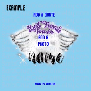 White Airbrush Angel Wings, In Loving Memory of, DTF, Design, png, custom image, RIP, Memorial, Dark Shirts, White Ink Printing image 2