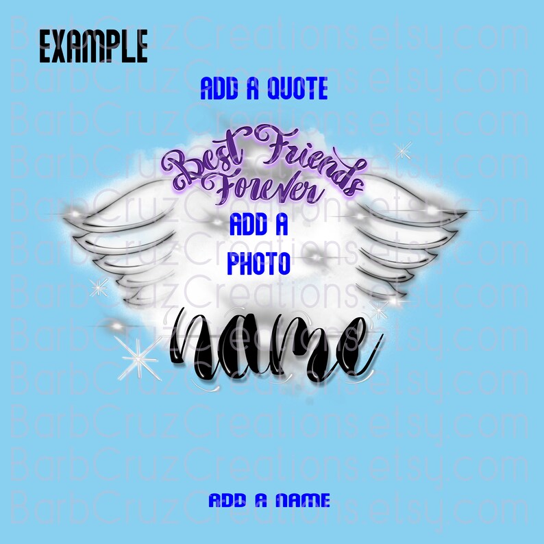 White Airbrush Angel Wings, In Loving Memory of, DTF, Design, png, custom image, RIP, Memorial, Dark Shirts, White Ink Printing image 2