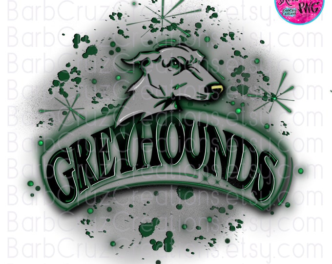 Airbrush png, Greyhounds, Sports Team, School Spirit, High School, Sublimation Designs, png, Gray, Green