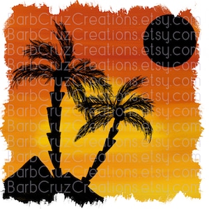 Palm Tree Silhouette, Watercolor Tropical Island png, Beach Vacation Design, png, clipart, Sublimation, Digital Download, Waterslides, Beach