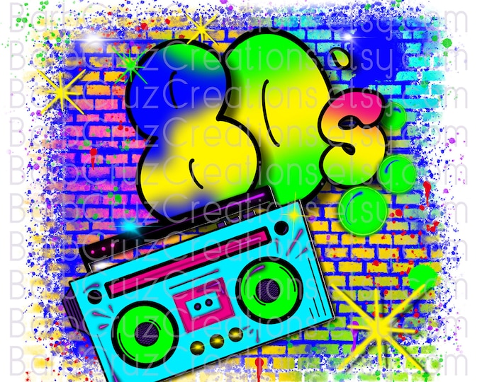 airbrush png, Background, 80's, boom box, graffiti designs, 80's, backdrop, digital download, clipart, sublimation png, party decorations