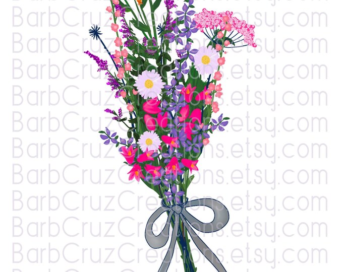 Beautiful Watercolor Wild Flower, Digital Floral Bouquet, PNG, Clipart, Flower Art, Floral png, Sublimation Flower Designs, Digital Download