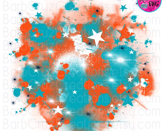 Airbrush png, Star Burst, Orange, Bluish Green, Miami, Digital Airbrush, Background, dtf, sublimation, graffiti designs, digital airbrush