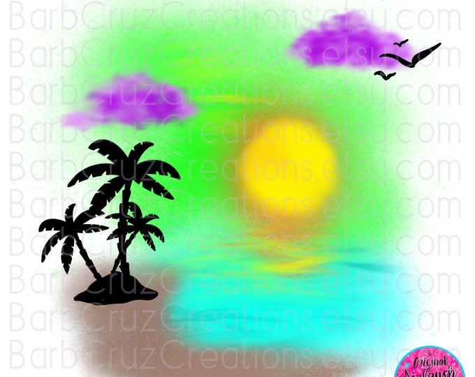 Airbrush png, Tropical, Vacation, Reunion, Family, Shirts, Ocean, Graffiti art, Background, Clipart, sublimation design, bundle, sunset