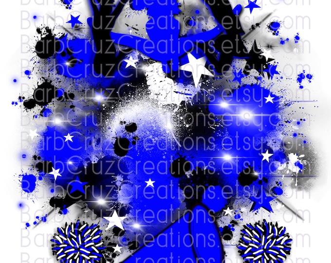 Cheerleader, designs, Cheer Shirt png, Cheer Team shirt, Sports Team Airbrush, Airbrush png, Cheer Airbrush, Sublimation Design, blue, black