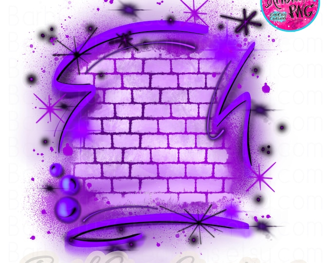 Airbrush png, Brick Wall, Y2K, Digital Airbrush designs, Graffiti Wal, sublimation designs, digital download, 2000's, purple, retro art