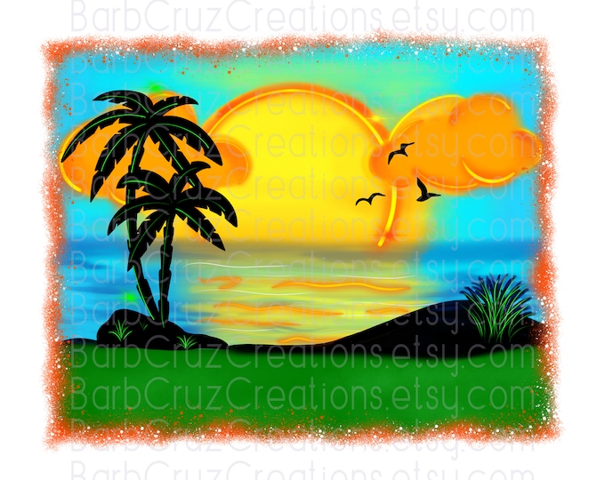airbrush tropical beach background, beach png, airbrush png, clipart, digital downloads, instant downloads, sublimation designs, waterslides