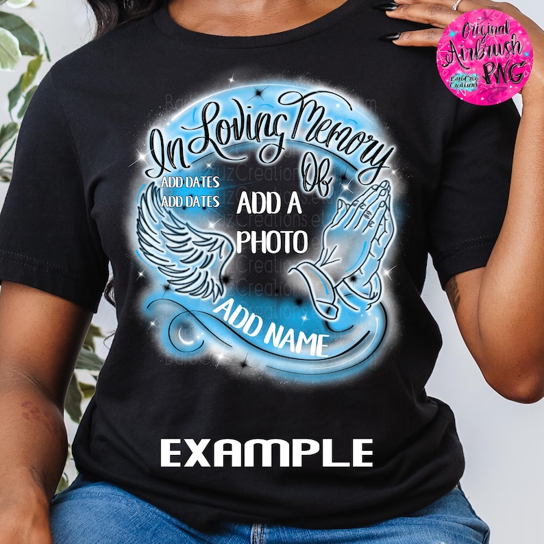 In loving Memory of, Airbrush png, White & Gray, RIP, DTG Designs, Digital Downloads, Custom, Memorial shirt png, Airbrush Template, frame image 13