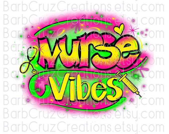 Nurse Vibes Airbrush png, Heart, Blue Splatter Paint, Digital Downloads, Sublimation Designs, jpg, health care, medical field, nurse life