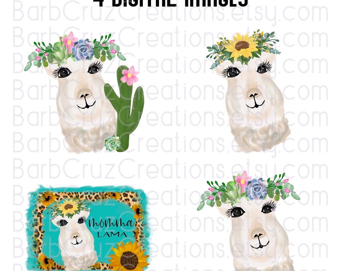 Lama Digital Designs, Cactus Design, png, Digital Download, Sublimation Design, Sublimation Transfer, Instant Downloads, clip art, Lama Art
