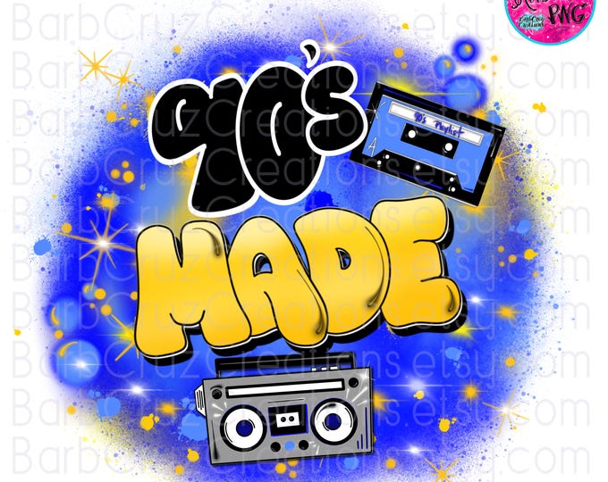 airbrush png, 90's made, Background, blue, boom box, graffiti, 90's style, sublimation transfer, digital, old school, skool, retro, vintage