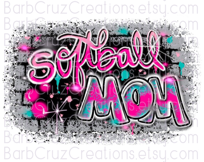 Softball, Mom, Airbrush, Background, Tumbler, Airbrush, Graffiti Wall, png, clipart, sublimation design, digital download, png sublimation
