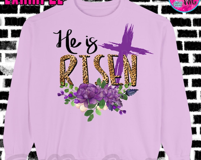 He is Risen Leopard Cross Watercolor PNG (Digital Download) Floral, He Has Risen, sublimation, DTF, clipart, Easter, Faith, Jesus is Alive