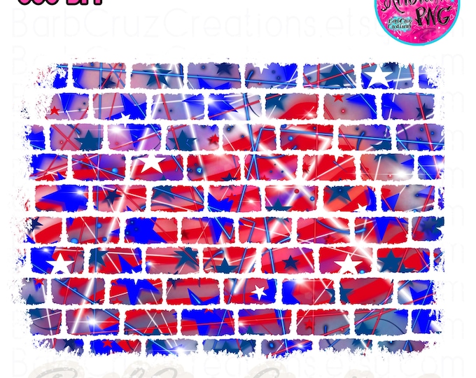 Red White Blue Airbrush Brick Wall PNG Digital Download, America USA Patriotic Graffiti Background clipart sublimation Hip Hop American Made