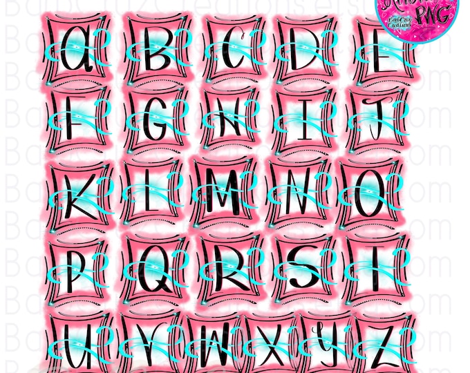 Airbrush Font, Graffiti Letters, Airbrushed framed Lettering Images, Alphabet Font image, Sublimation, Capital, Hip Hop Font, Streetwear png
