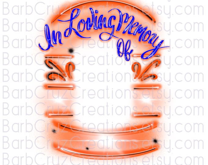 In loving Memory of, orange & Blue Frame, In Memory of, Sublimation Designs, Digital Downloads, png, clipart, shirt, Custom memorial png