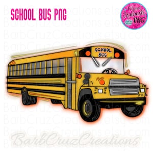 May include: A yellow school bus PNG graphic with black accents and the text "SCHOOL BUS" on the front. The image has a neon-like glow effect. The bus is a cartoon style illustration.