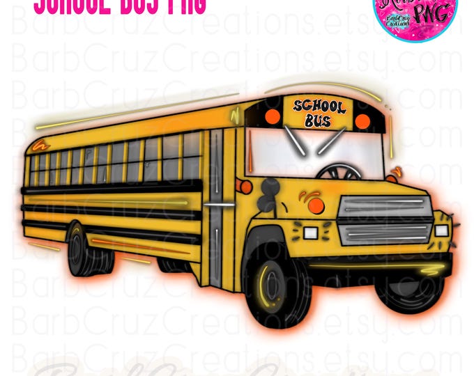 Airbrushed png, Bus, School Bus, Yellow bus, Digital Download, Sublimation PNG, Yellow School bus, Transportation, 80's, 90's, 2000's