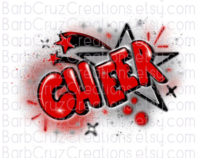 Cheerleader Red & Gray, Splatter paint design, Cheer Team shirt, Sports Team Airbrush, Red Airbrush, Cheer Airbrush, Sublimation Design, png