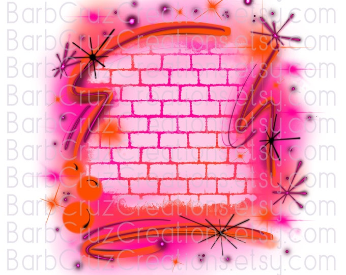 Airbrush png, Orange, Pink Airbrush Brick Wall, Background, Digital Airbrush, Graffiti Wall, sublimation designs, digital, hip hop, clipart