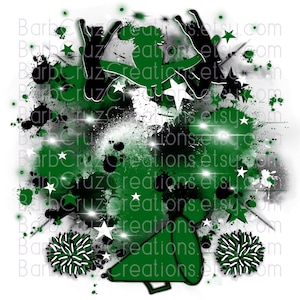 Cheer, Airbrush png, Cheerleader, Cheer Shirt png, Team shirt, Sports Team, Cheer Airbrush, Sublimation Design, green, black, Hip Hop, Stars
