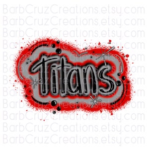 Titans, red, gray, black, team spirit, airbrush, clipart, airbrush png, sublimation designs, digital downloads, shirt transfer png