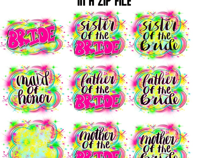 Wedding Party, Bride, Pink, airbrush png, Backgrounds, Wedding, Wedding Party, Shower, custom Shirt, Transfers, Sublimation, digital Airbrus