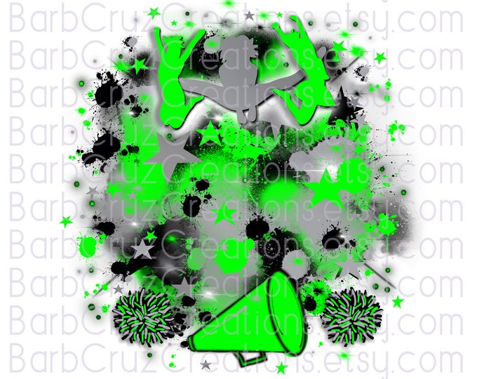Cheerleader, designs, Cheer Shirt png, Cheer Team shirt, Sports Team Airbrush, Airbrush, Cheer Airbrush, Sublimation Design, green, black