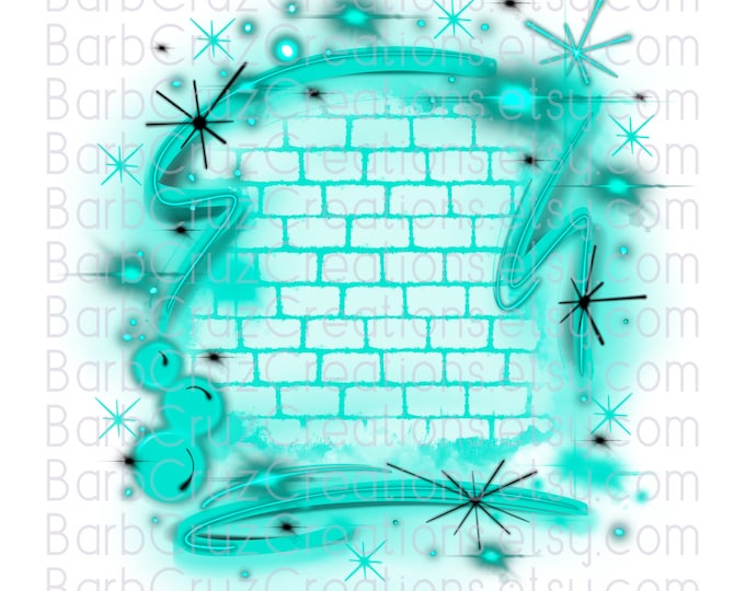 Airbrush png, Brick Wall, Background, Digital Airbrush, Graffiti Wall, Hip Hop, sublimation designs, digital download, Teal Brick Wall, 90's