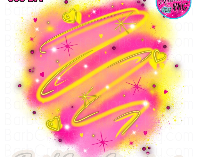 Pink & Yellow Airbrush Hearts PNG, Graffiti Digital Download Background, sublimation, Airbrush Apparel Design, Hip Hop, Valentine's Day, 90s
