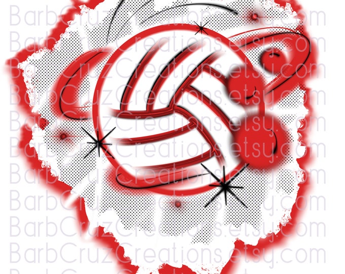 Volleyball, Airbrush, Red, Designs, Sports, png, Sublimation Designs, Instant Downloads, Airbrush Downloads, jpg, Team, Game Day
