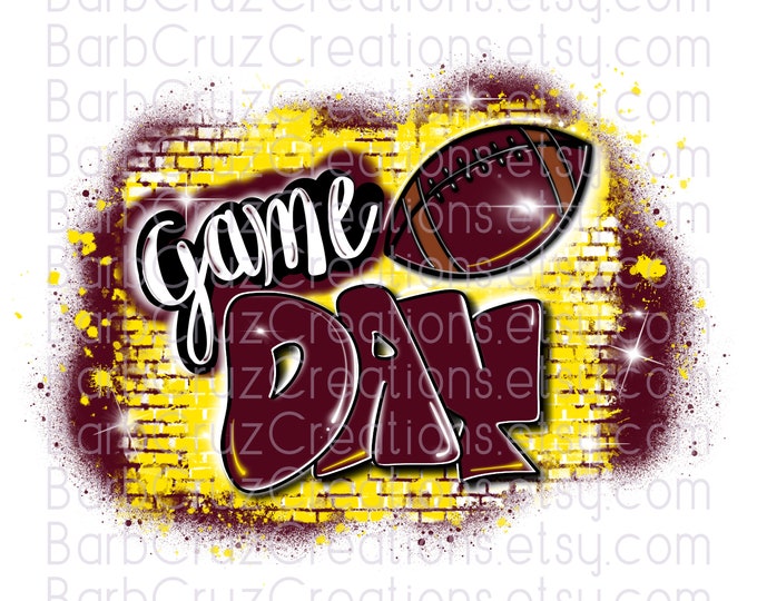 Airbrush Digital Image Football, Game Day, Splatter paint designs, Team, Sports, Team Spirit, Sublimation Design, png, Football Season, Red