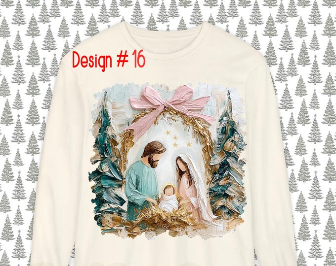 Christmas Shirts, Nutcracker, Nativity, 3 for 84, Christian, Holiday, Festive, Long Sleeve, T-shirt, Mix, Match, Trendy, Jesus, Apparel