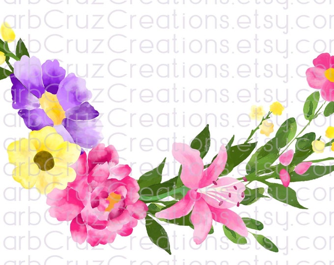 Beautiful, Watercolor, Flower, Swag, Digital, Floral, Bouquet, PNG, Flower Art, Floral, Sublimation Flower Designs, Digital Download