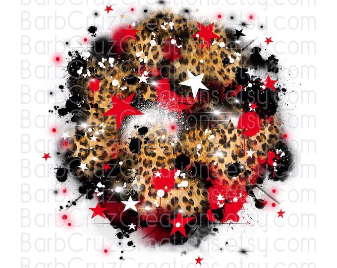 Leopard Print, Airbrush, Digital Airbrush, Star bursts Background, png, jpg, sublimation designs, digital airbrush, shirt transfer, red