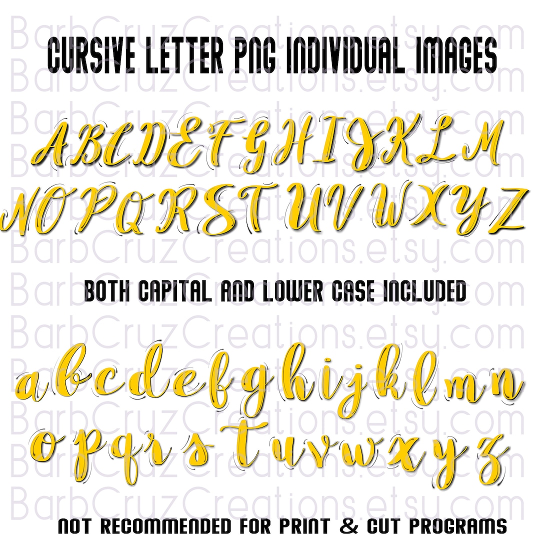 エアブラシフォント、アルファベット全体の大文字と小文字の両方の黄色の筆記体グラフィティレタリングPNG個別画像。昇華デザイン - Etsy 日本