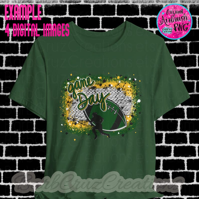 Football, Game Day, Splatter paint designs, Team, Sport, Team Spirit, Airbrush, Sublimation Design, png, jpg, Football Season, green, yellow image 3