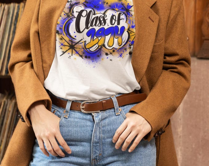 Class of 1974 Airbrush png / Tumbler / Digital Paper / Sublimation Designs / Digital Download / Graffiti / Reunion  / blue / gold / shirt