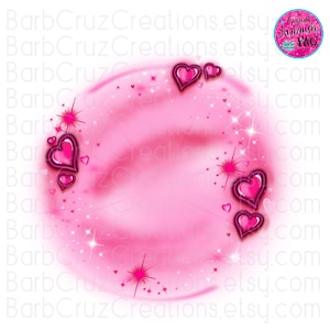 May include: A pink and white digital illustration of a heart-shaped frame with sparkling stars and hearts. The frame is surrounded by a pink and white swirl.
