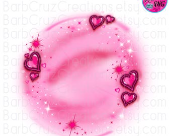airbrush png, sfondo airbrush png, cuori rosa, modello aerografo, sublimazione, amore, retrò, vintage anni '90, vintage, stile anni '90, rosso