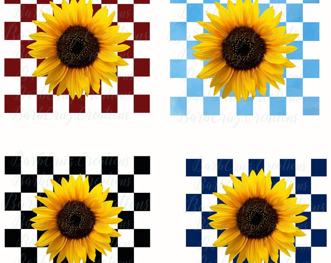 Sunflower Bundle, Checker Designs, PNG, digital download, instant download, DIY, printable Iron on transfer, sublimation design, clip art