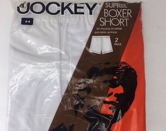 Calzoncillos bóxer vintage Jockey Suprel: ropa interior blanca de los años 70, talla 44 (paquete de 2)