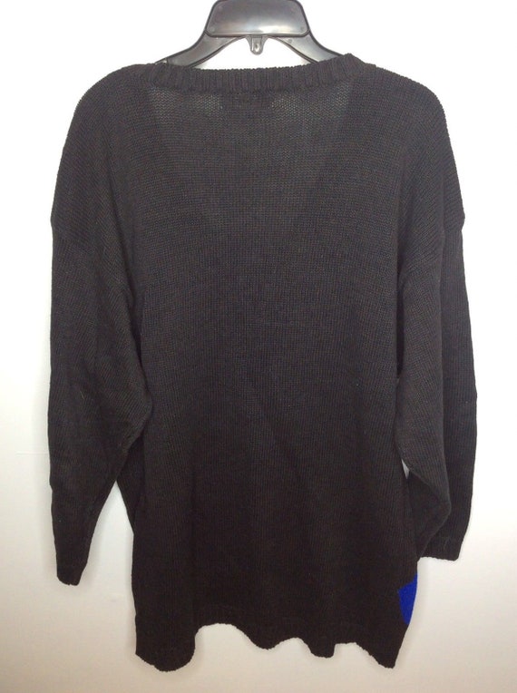 80s Sequin Knit Sweater: Color Block Geometric, O… - image 2