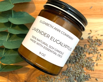 Lavender Eucalyptus | 100% Natural Soy Candle | Handmade
