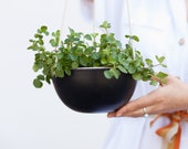 Black hanging planter indoor, Wall succulent planter, Ceramic plant hanger, Ceramic plant holder, Wall succulent pot, Hanging plant pot