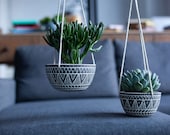 Set of 2 succulent hanging planters indoor, Wall Succulent Planters, Ceramic Plant Hanger, Plant Holder, Succulent Planter, Plant Pot