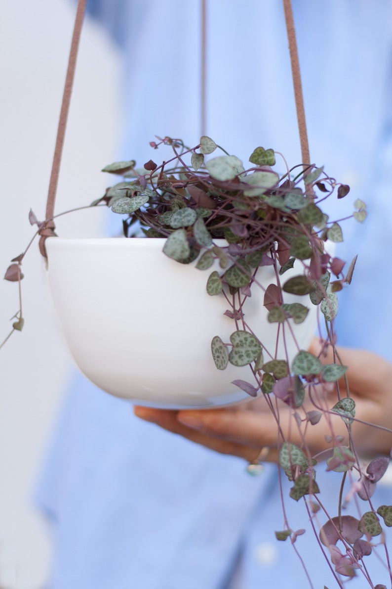 White hanging planter indoor Wall planter Ceramic planter Etsy