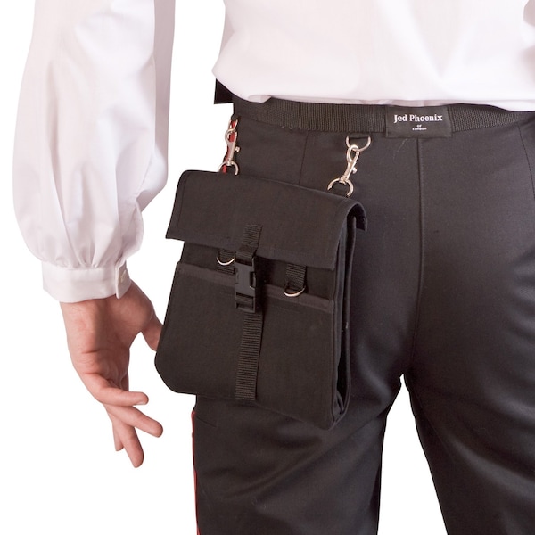 Black Hip Bag/Pouch with Expandable Bellows and Optional Shoulder Strap