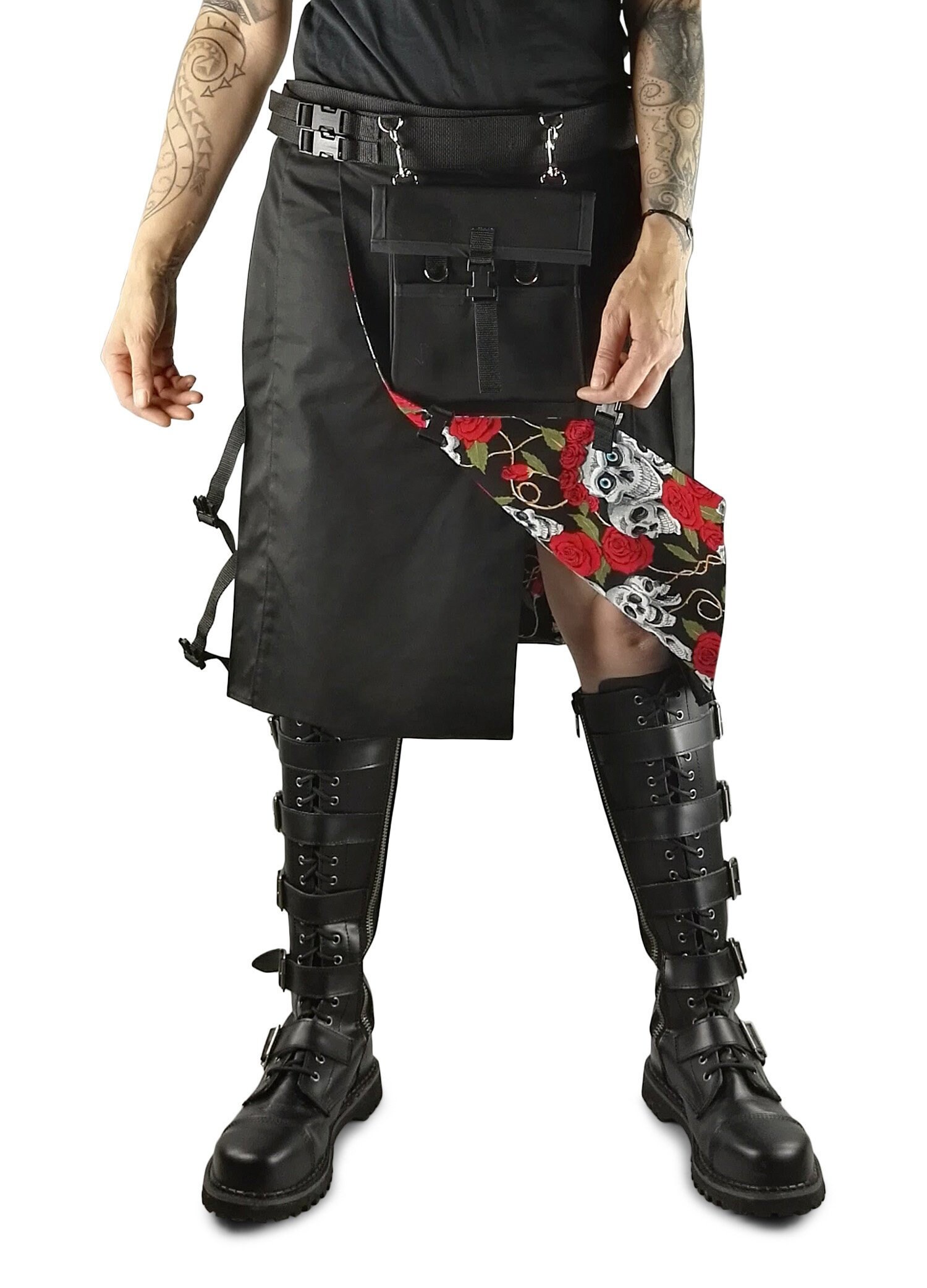 Image of Knee Length Drill Kilt With Sporran